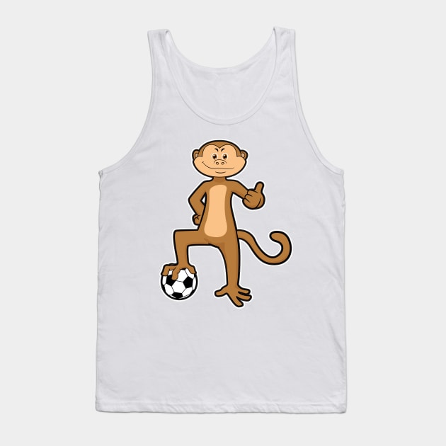 Monkey at Sports with Soccer ball Tank Top by Markus Schnabel